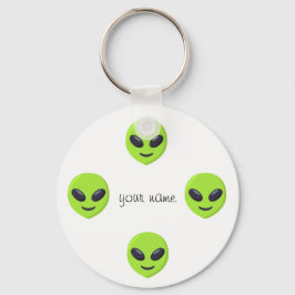 Alien Emoji Face en '' Jouw naam here " Sleutelhanger
