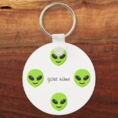 Alien Emoji Face en '' Jouw naam here " Sleutelhanger (Voorkant)