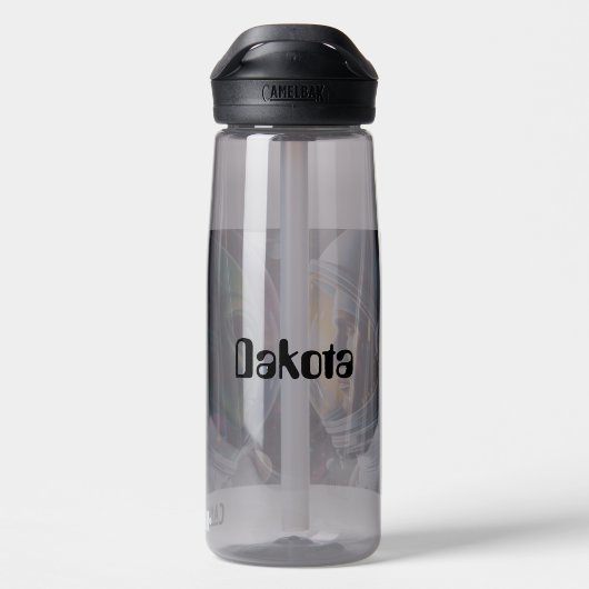 Alien en astronaut in de ruimte gepersonaliseerd waterfles (Achterkant)