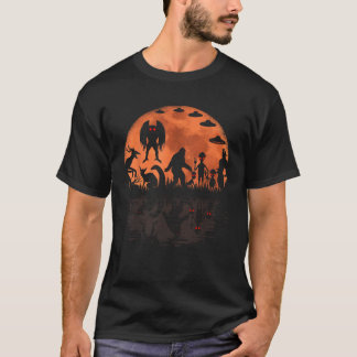 Alien en Bigfoot Moon Mothman Cryptozoology Grappi T-shirt