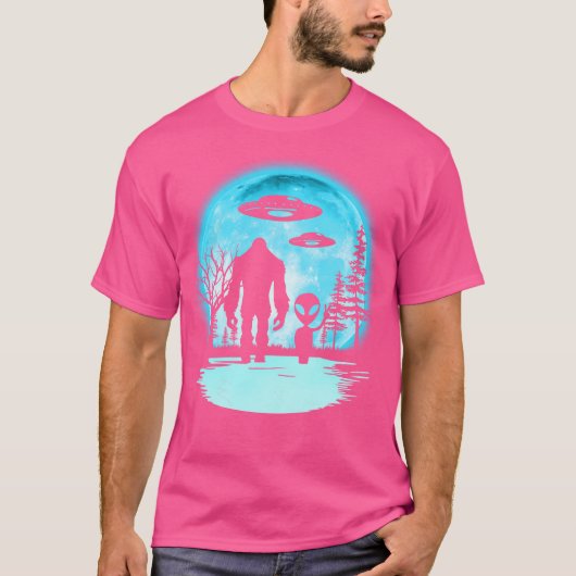 Alien en Bigfoot Moon zijn grappig T-shirt (Voorkant)