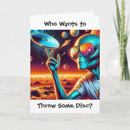 Alien en Disc Golf thema Verjaardag Kaart