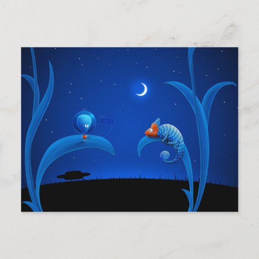 Alien en en Chameleon Briefkaart (Voorkant)