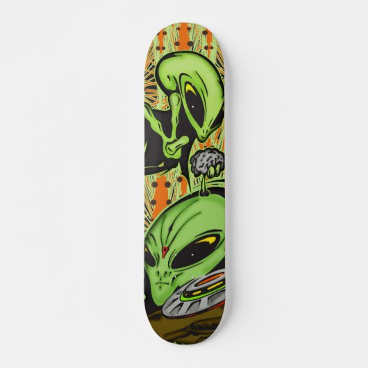 Alien en en Flying Saucer UFO Persoonlijk Skateboard (Voorkant)