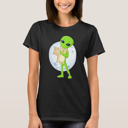 Alien en en het Cat Ufo 51 gebied dat ik altijd al T-shirt (Voorkant)