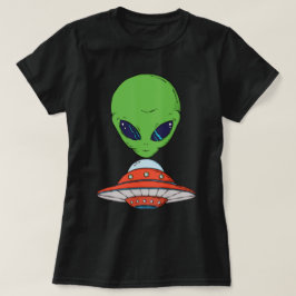 Alien en en ruimteschip t-shirt