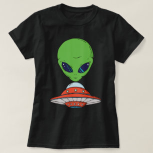 Alien en en ruimteschip t-shirt