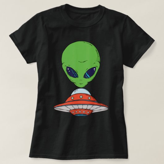 Alien en en ruimteschip t-shirt (Design voorkant)