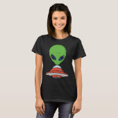Alien en en ruimteschip t-shirt (Voorkant volledig)