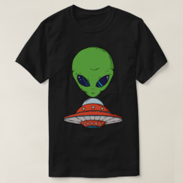 Alien en en ruimteschip t-shirt