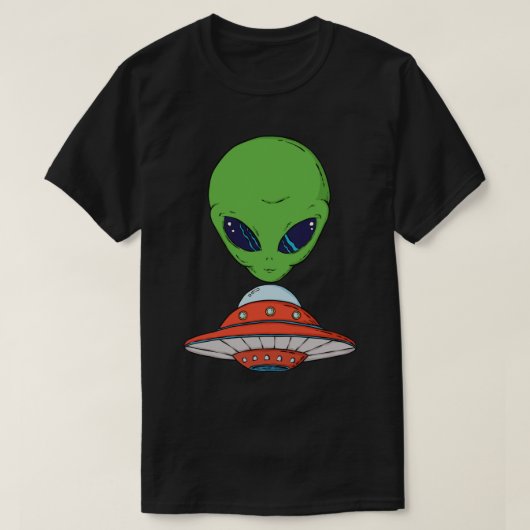 Alien en en ruimteschip t-shirt (Design voorkant)