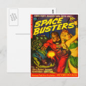 Alien en en Spaceman vechten over mooie vrouw Briefkaart (Voorkant / Achterkant)