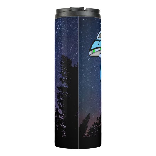 Alien en en UfO op Sterrennacht Thermosbeker (Achterkant)