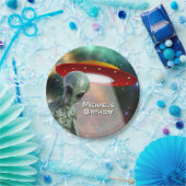 Alien en en UFO personaliseren Papieren Bordje (Feest)