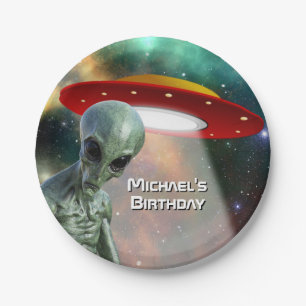 Alien en en UFO personaliseren Papieren Bordje
