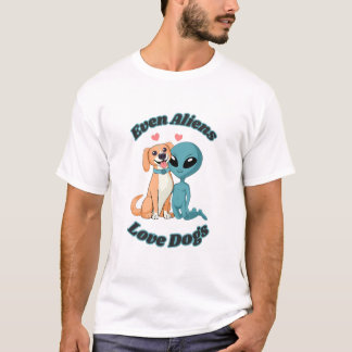 Alien en hond. Zelfs aliens houden van honden. Sch T-shirt