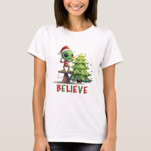 Alien en Kerstboom T-shirt