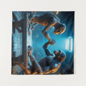 Alien en Monkey Arm Wrestling Wandkleed (Voorkant (horizontaal))