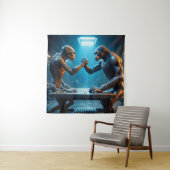 Alien en Monkey Arm Wrestling Wandkleed (In situ)