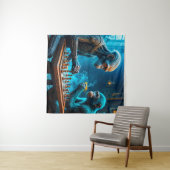 Alien en Monkey spelen schaak met koffie Wandkleed (In Situ (horizontaal))