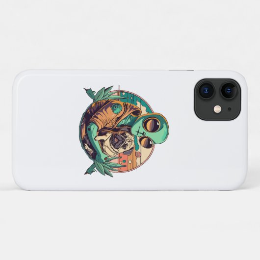 Alien en Pug Case-Mate iPhone Case (Achterkant (horizontaal))