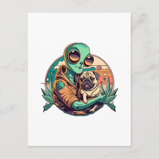 Alien en Pug Informatiekaartje (Voorkant)