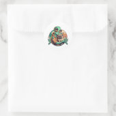 Alien en Pug Ronde Sticker (Tas)