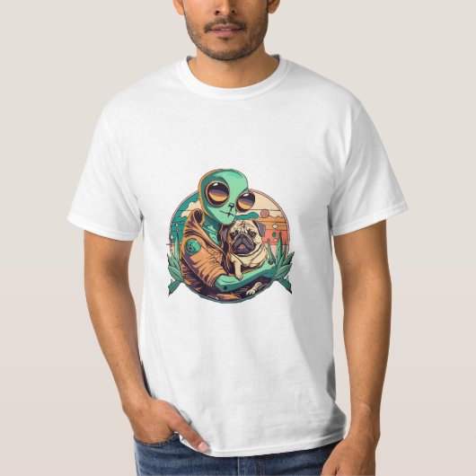 Alien en Pug T-shirt (Voorkant)