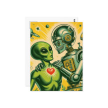 Alien en Robot Retro Liefde