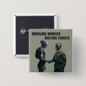 Alien en soldaat vierkante button 5,1 cm (Voorkant /achterkant)