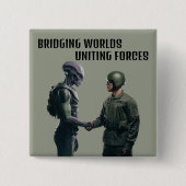 Alien en soldaat vierkante button 5,1 cm (Voorkant)