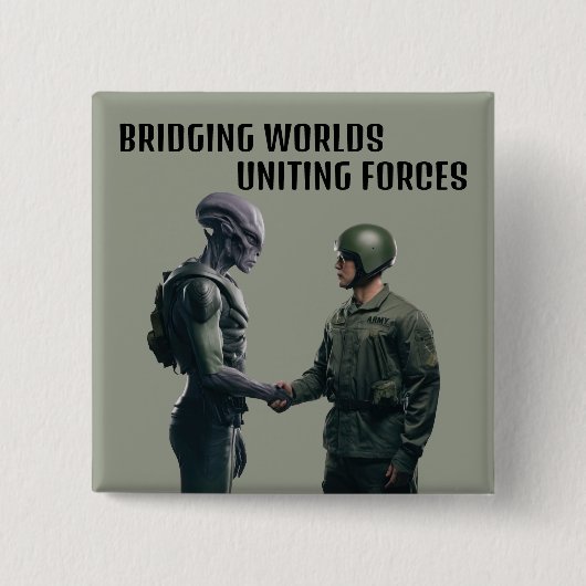 Alien en soldaat vierkante button 5,1 cm (Voorkant)