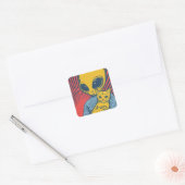Alien Encounters: Pop Art Tribute with Friendship Vierkante Sticker (Envelop)