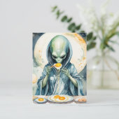 Alien Eten Eieren Briefkaart (Staand voorkant)