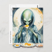 Alien Eten Eieren Briefkaart (Voorkant / Achterkant)