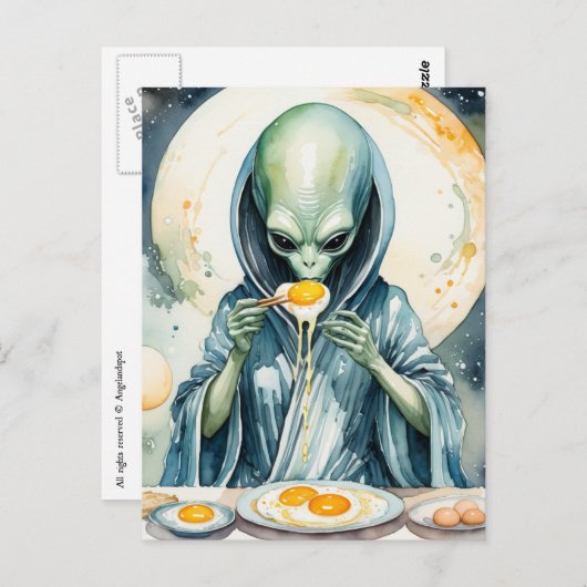 Alien Eten Eieren Briefkaart (Voorkant / Achterkant)