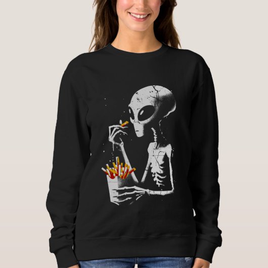 Alien eten friet - Grappig Grafisch Alien UF Trui (Voorkant)