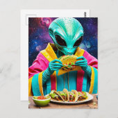 Alien eten taco's briefkaart (Voorkant / Achterkant)