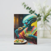 Alien eten taco's briefkaart (Staand voorkant)