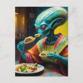 Alien eten taco's briefkaart (Voorkant)