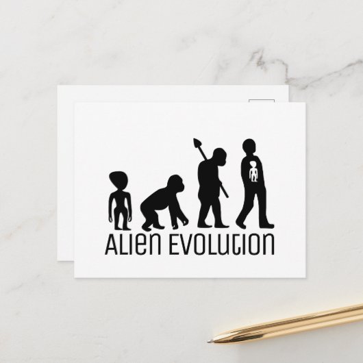Alien Evolution, buitenaardse Alien Briefkaart (Voorkant / Achterkant in situ)