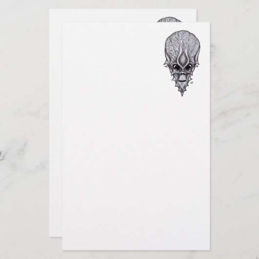 Alien Face , Afrikaanse schedelherstructie L Briefpapier (Voorkant / Achterkant)