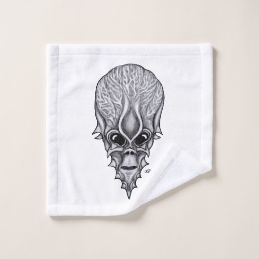 Alien Face , Afrikaanse schedelwederopbouw Bad Handdoek (Wasdoekje)