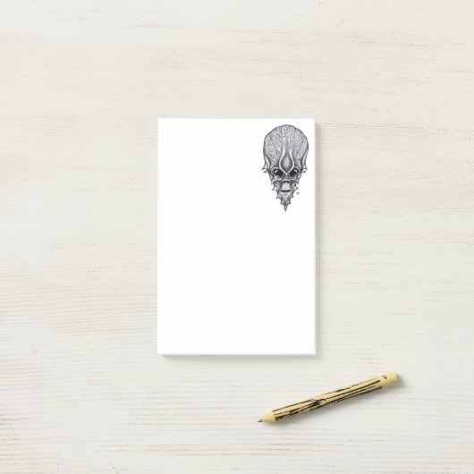 Alien Face , Afrikaanse schedelwederopbouw Post-it® Notes (Op bureau)