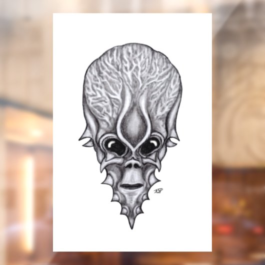 Alien Face , Afrikaanse schedelwederopbouw Raamsticker (Vel 2)