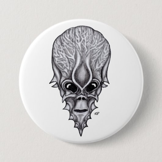 Alien Face , Afrikaanse schedelwederopbouw Ronde Button 7,6 Cm (Voorkant)