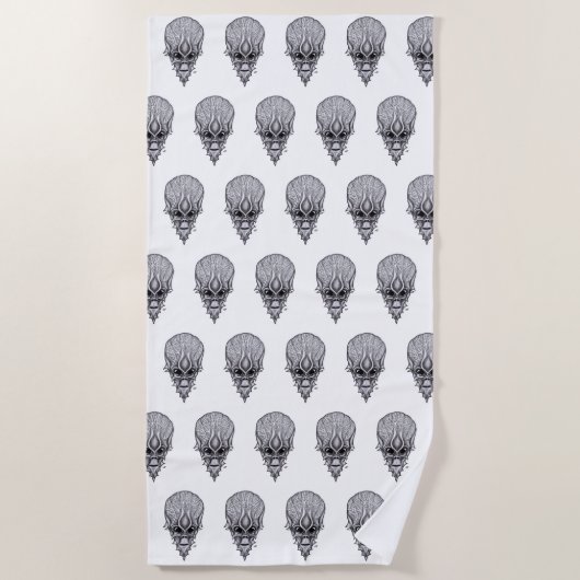 Alien Face , Afrikaanse schedelwederopbouw Strandlaken (Voorkant)