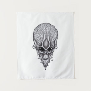 Alien Face , Afrikaanse schedelwederopbouw Wandkleed