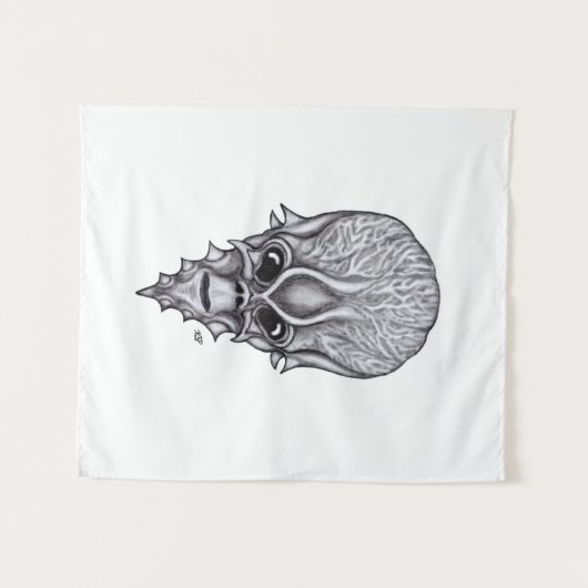 Alien Face , Afrikaanse schedelwederopbouw Wandkleed (Voorkant (horizontaal))