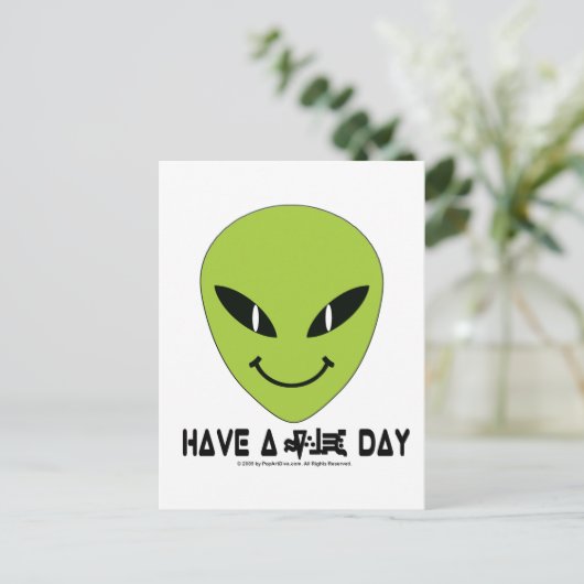 Alien Face Briefkaart (Staand voorkant)